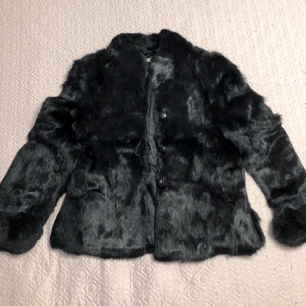 Vintage Fur Jacket, Blk, Sz Sm